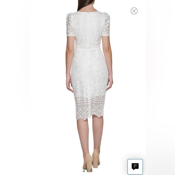 Kensie Lace Tie Waist Dress White Size 4 - Picture 3 of 7